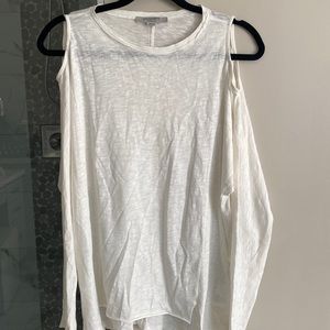 XS All Saints white long sleeve with cut out shoulders. Worn Once